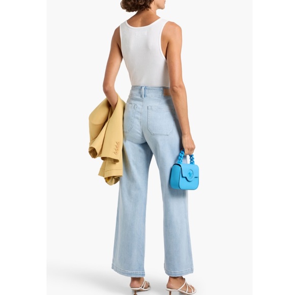 PAIGE Brooklyn Pleated High Rise Wide Leg Jeans Light Denim Size 29 - Picture 2 of 5